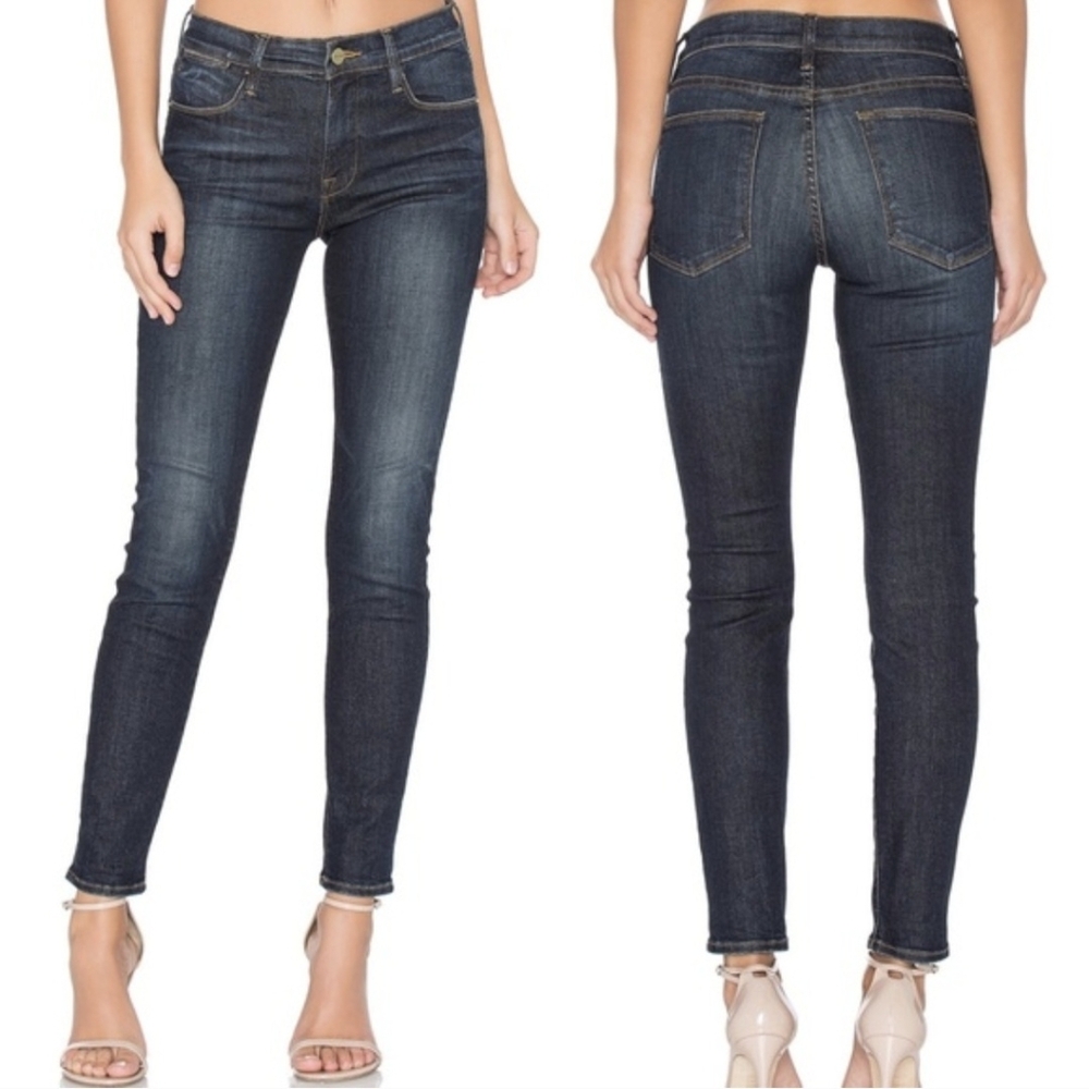 Frame Le High Harvard Dark Wash Skinny Jeans 70s Denim Gift Retro School Travel - Picture 3 of 15
